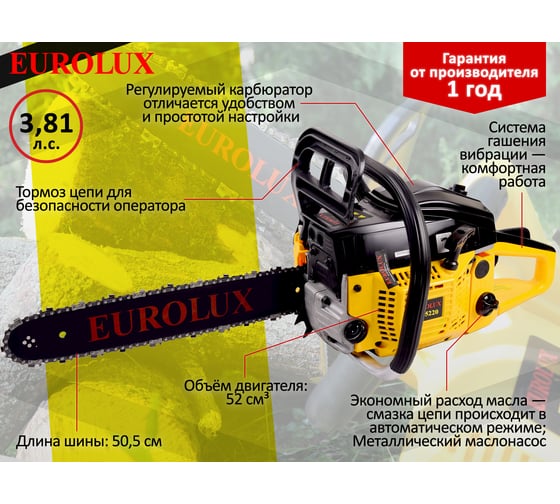 Бензопила Eurolux GS-5220 70/6/8