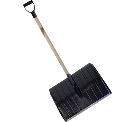 Лопата пластиковая ООО Агростройлидер №3 500x390мм с оцинкованной планкой с деревянным черенком и v-ручкой в сборе СНЕГ-01.03.21