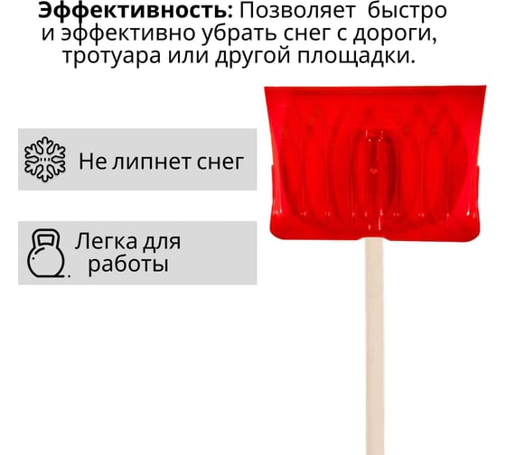 Лопата поликарбонатная ООО Агростройлидер №2 510x370мм с деревянным черенком 1200мм в сборе СНЕГ-02.02.1