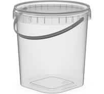 Ведро Perint 1,0/122/К прозрачное в сборе с белой ручкой упак. 180 шт. Н0000021550