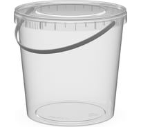 Ведро Perint 2,75/173/К прозрачное в сборе с белой ручкой и прозрачной крышкой упак. 90 шт. Н0000021021