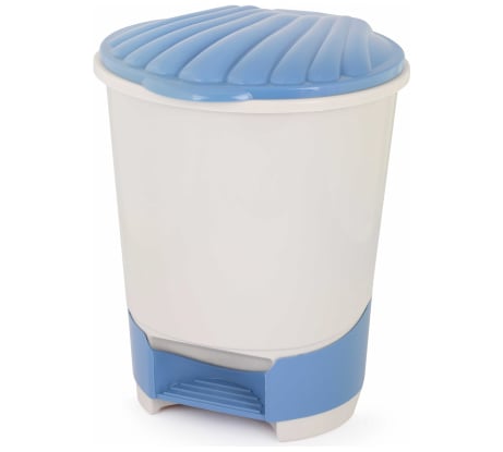 Ведро для мусора ЗПИ «Альтернатива» 18 л, с педалью, светло-бежевый/синий М7994