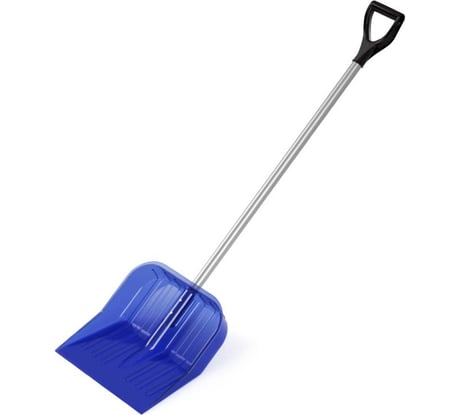 Лопата для снега ЗПИ «Альтернатива» поликарбонат, 430х420 мм, диаметр 32 мм, с черенком, синий М8833
