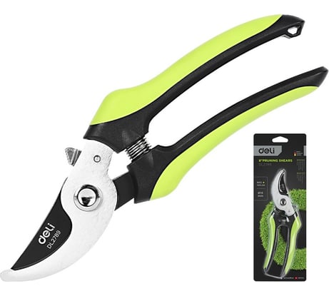 Садовый секатор DELI dl2789 лезвия с тефлоновым покрытием, длина 200мм, макс. диаметр резки 15мм, сталь sk5 130325