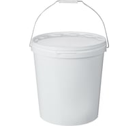 Ведро ООО Комус пластиковое 20 литров круглое с металлической ручкой с крышкой белое 1013169