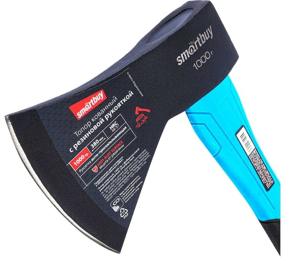 Кованный топор Smartbuy tools 1000 г, с фиберглассовой резиновой рукояткой SBT-AX-1000p2