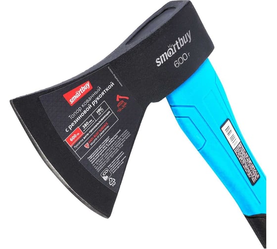 Кованный топор Smartbuy tools 600 г, с фиберглассовой резиновой рукояткой SBT-AX-600p2