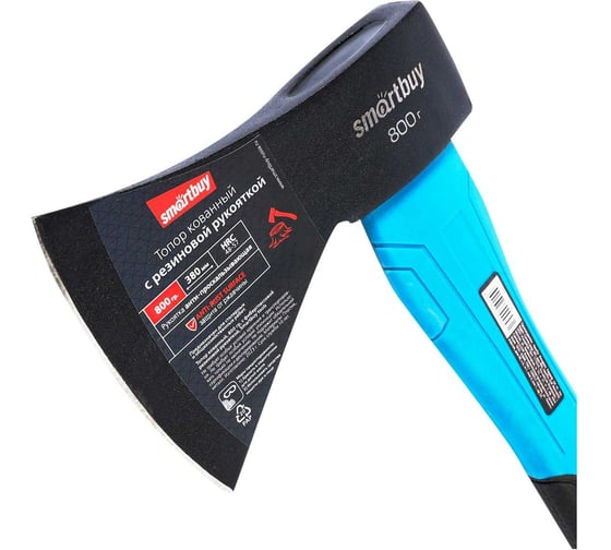 Кованный топор Smartbuy tools 800 г, с фиберглассовой резиновой рукояткой SBT-AX-800p2