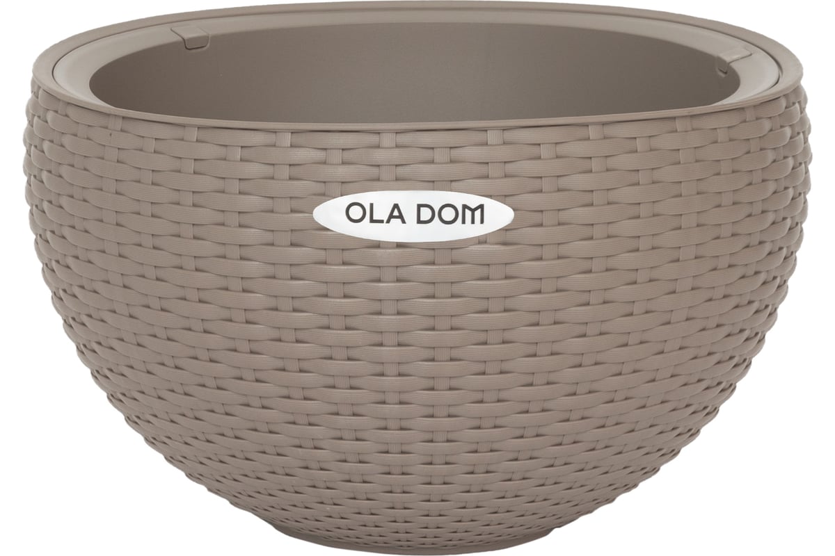 Круглое кашпо ELLASTIK-PLAST RATTAN OLA DOM 5 литров, серый ЭП 258197 ...