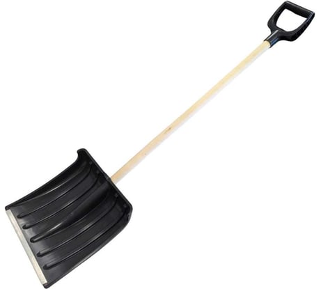 Лопата ООО ПК Тандем-АГРО Снежок, 380x365мм, с алюмин планкой, с деревянным черенком 1-ый сорт, 1000мм и V ручка 4670016436160