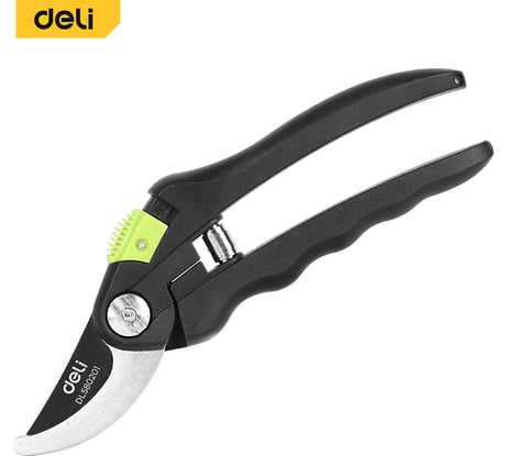 Секатор садовый DELI лезвия с тефлоновым покрытием, длина 200мм, макс. диаметр резки 15мм, нержавеющая сталь DL580201 130324