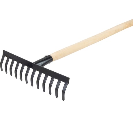 Грабли классические усиленные КЭС 310x1200 мм, 12 прямых зубьев, деревянный черенок 21010081