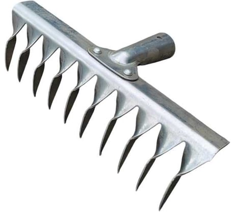 Грабли клепанные с витым зубом ООО ПК Тандем-АГРО ГК-10 зуб., нержавейка 2,0 мм., без черенка 4670016436498