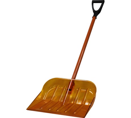 Снеговая лопата из поликарбоната CARBOLUX ПК-1 оранжевая с алюминиевым черенком и ручкой 11310