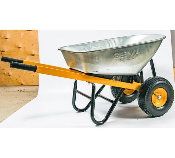 Тачка двухколесная GEVA TRADE GEVA MAXI 140л квадратная труба, колеса 15x6.00-6 F20mm/90мм TS2K140GT