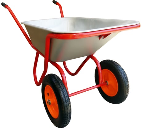 Строительная 2-х колесная тачка Промышленник 110л. пневмо колесо усиленная цинк. ПРОМ-110У2КП