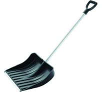 Лопата для уборки снега ООО РВ Пласт 400x450x1380 мм усиленная, морозостойкая, черная, алюминиевый черенок 0247
