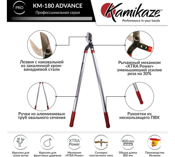 Сучкорез садовый KAMIKAZE KM-180 двуручный 6580