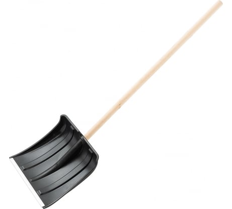 Пластиковая лопата для уборки снега Без бренда 350х350х1445 мм, деревянный черенок 6157452