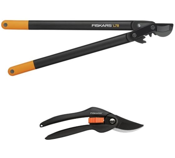Набор Fiskars: большой плоскостной сучкорез PowerGear L78 и плоскостной секатор SingleStep P26 1050181