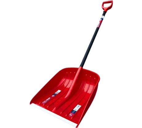 Лопата пластиковая ООО Агростройлидер ASL Strong (Winter) 450х450мм цветная, с алюминиевой планкой, с алюминиевым черенком черный / муар и цветной V-ручкой (Премиум) СНЕГ-01.43.43