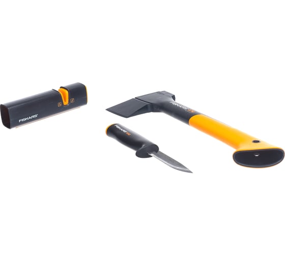 Набор Fiskars: универсальный топор Х7, нож К40, точилка для топоров и ножей 1059024