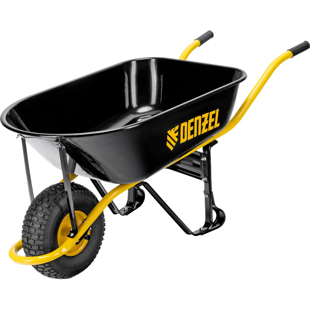 Тачка строительная, усиленная Denzel объем 130 л, 230 кг, колесо 15x6 ...