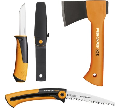 Набор Fiskars: универсальный топор Х5 + пила + универсальный нож 1057912