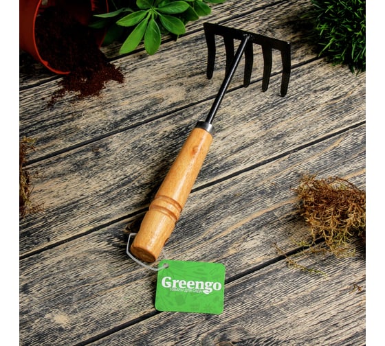 Ручные грабли Greengo 9х26 см, резная ручка 2710233