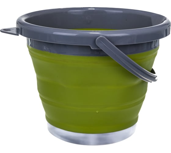 Складное силиконовое ведро Tramp оливковое, 5 л TRC-092