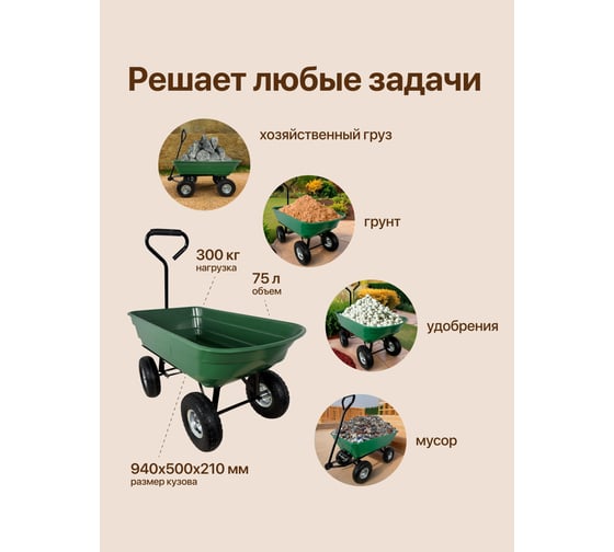 Тележка четырехколесная RAD ТК 300 (зеленая) 71066893