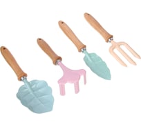 Набор садовых инструментов Inbloom 4шт, рыхлитель 1шт, лопатка 2шт, вилка 1шт,, бук, металл 181-101