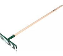 Универсальные прямые грабли VERTO 14 зубьев, клепаная головка, деревянная ручка 15G057