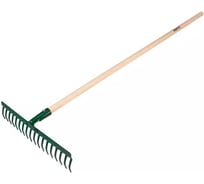 Универсальные прямые грабли VERTO 18 зубьев, клепаная головка, деревянная ручка 15G058