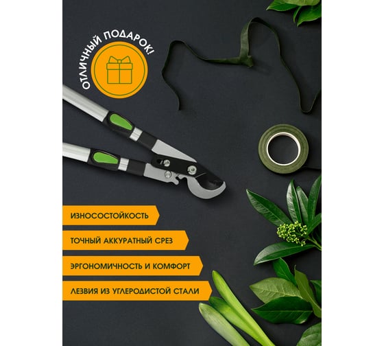 Садовый сучкорез-кусторез Green Boom с зубчатым механизмом и телескопическими ручками 68-100 см GTA13003