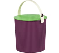Ведро с крышкой Элластик-Пласт Универсал с ручкой 10 л, лиловое ЭП 012757