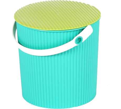 Ведро с крышкой Элластик-Пласт Универсал с ручкой, 10 л, бирюзовое ЭП 012740