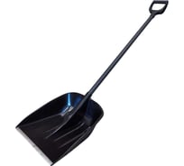 Снеговая лопата ООО ПК Тандем-АГРО Скандинавская 360х460мм, черная, пластмассовая с алюминиевой планкой из морозостойкого пластика, с алюминиеввым окрашенным черенком Ф32мм, 1000 мм + черная V ручка 4630435960370