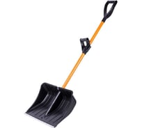 Лопата снеговая Лето Медведь п/эт. с накладкой, алюминиевый черенок, ручкой Элита, дополнительная ручка на черенке 500х380мм 4109