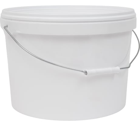 Ведро круглое полипропиленовое 11л с белой крышкой, с металлической ручкой белое Gigant 40457