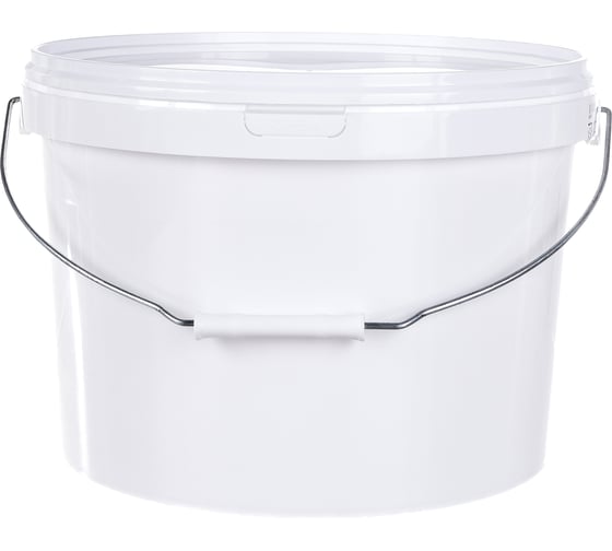 Ведро п/п 11л. круглое, с белой крышкой, с металлической ручкой белое Gigant 40457 1