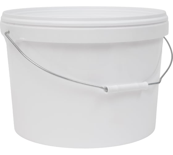 Ведро круглое полипропиленовое 11л с белой крышкой, с металлической ручкой белое Gigant 40457