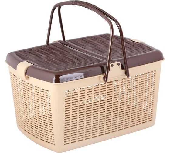 Корзина для пикника ЗПИ Альтернатива, 445×340×250 мм, мокко-бежевый М1539 1