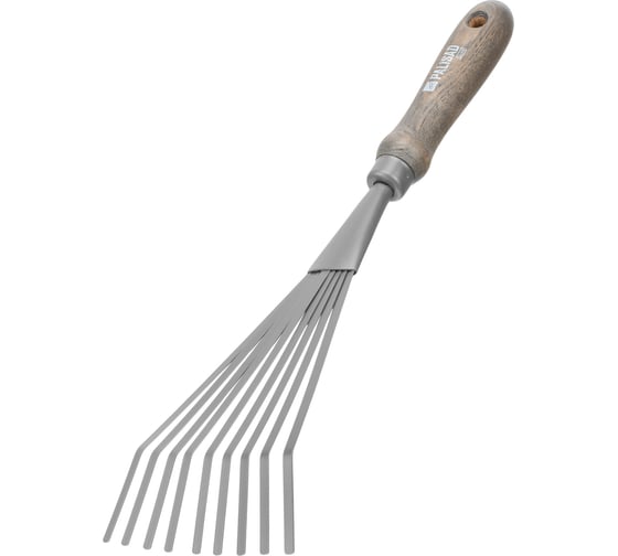 Грабли веерные девятизубые PALISAD 145х365 мм, стальные, рукоятка из ясеня, LUXE 62643