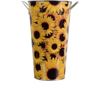 Вытянутое оцинкованное ведро с ручками 5,5 литров Центроинструмент Подсолнухи 1042-5,5-3