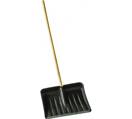 Лопата РемоКолор снегоуборочная, пластмассовая, с накладкой, деревянный черенок, 500x390мм 69-0-430