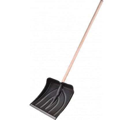 Лопата РемоКолор снегоуборочная, пластмассовая, с накладкой, деревянный черенок, 380x365мм 69-0-429