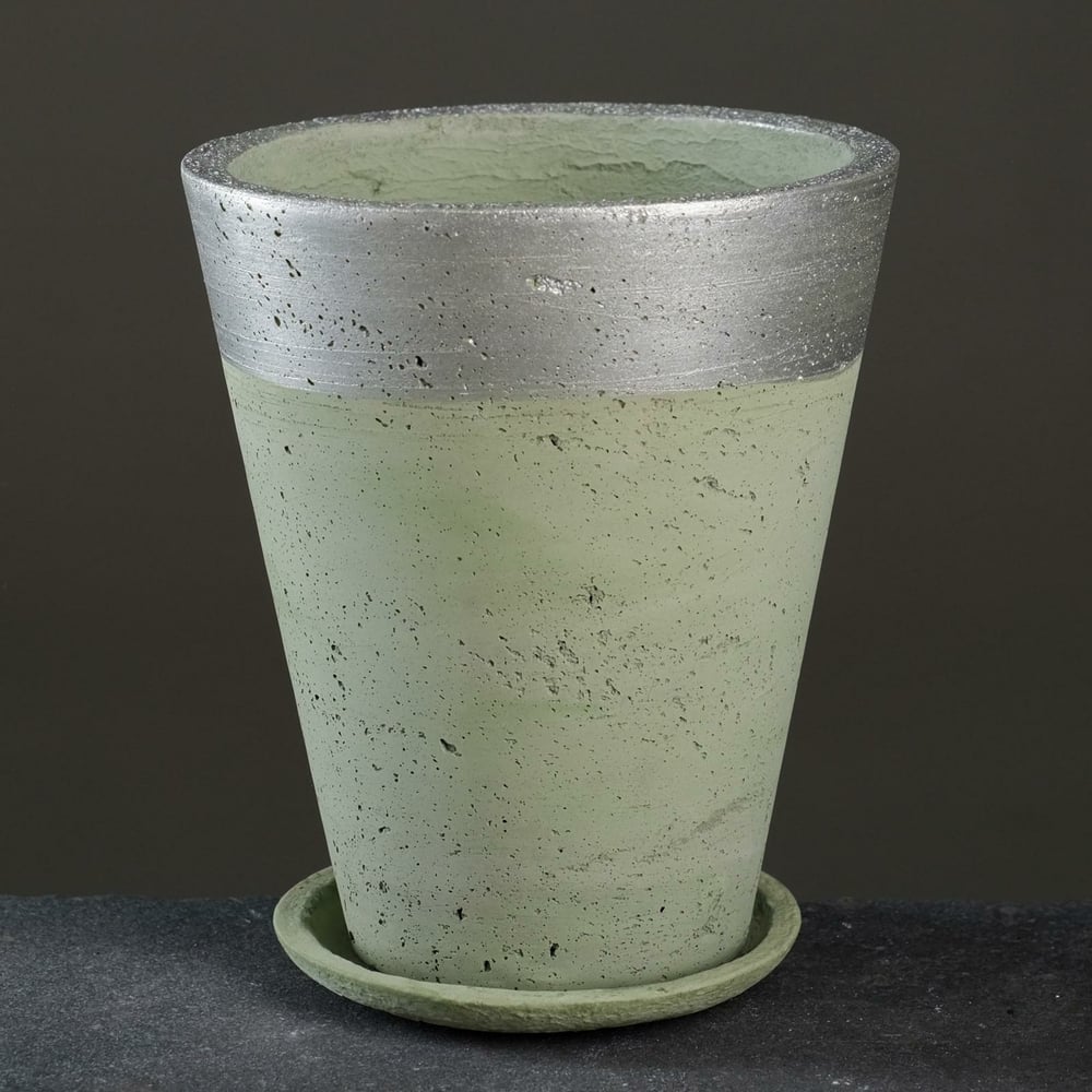 Цветочный горшок СИМАЛЕНД Конус высокий, серебро-зеленый, 2.2 л 7135223 .