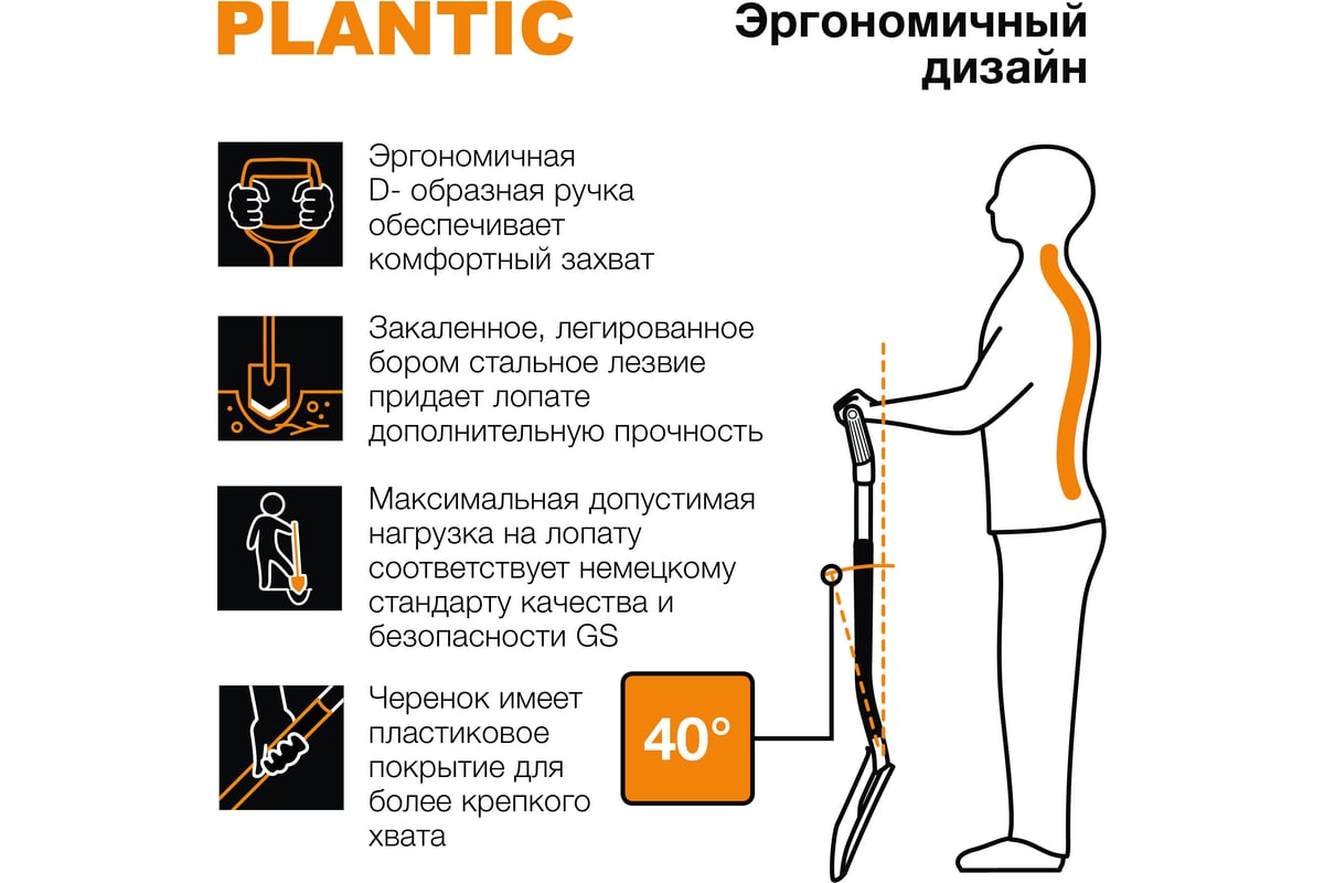 Штыковая лопата Plantic Terra Pro 11002-01: цена, описание, характеристики,  отзывы и фото - купить для сада и огорода.