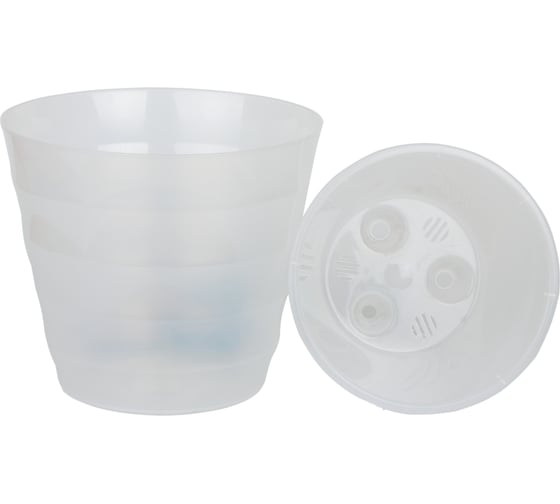 Пластиковый горшок с вкладкой liveingreen Лаура прозрачный, диам. 20 см ...